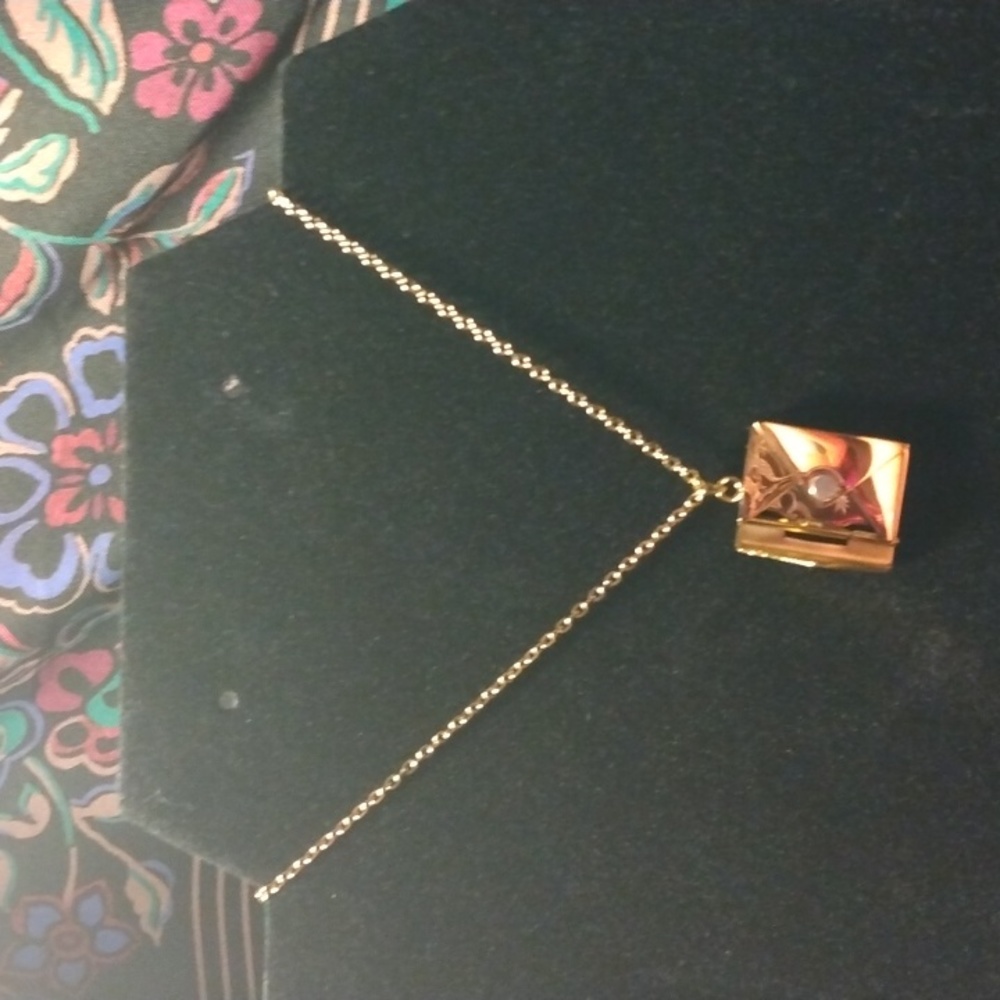 Gold Stainless steel Envelope w/ " love you" note necklace